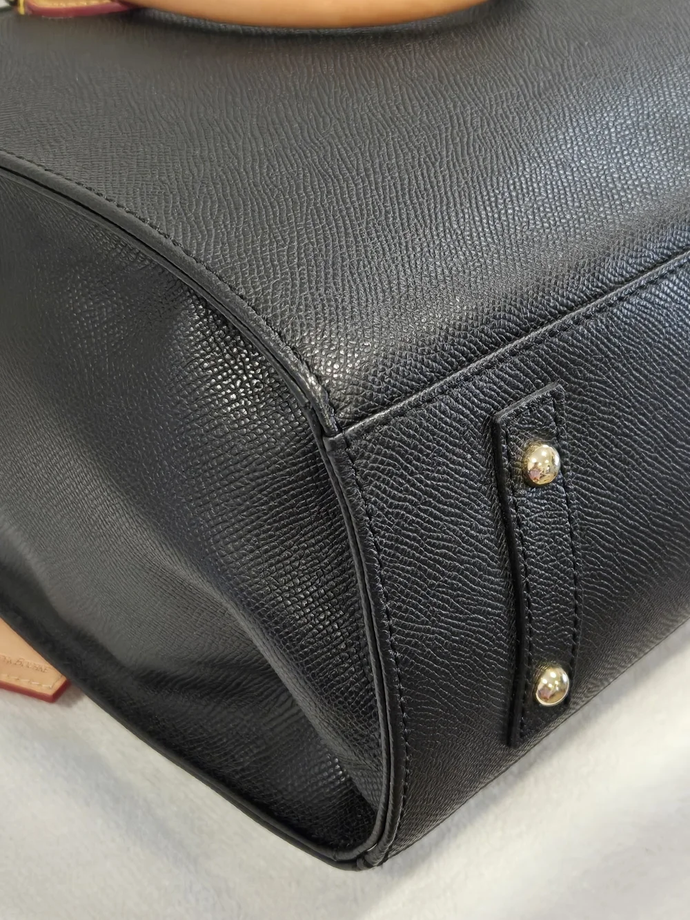 Dooney & Bourke Janine Black Satchel with Tan Trim